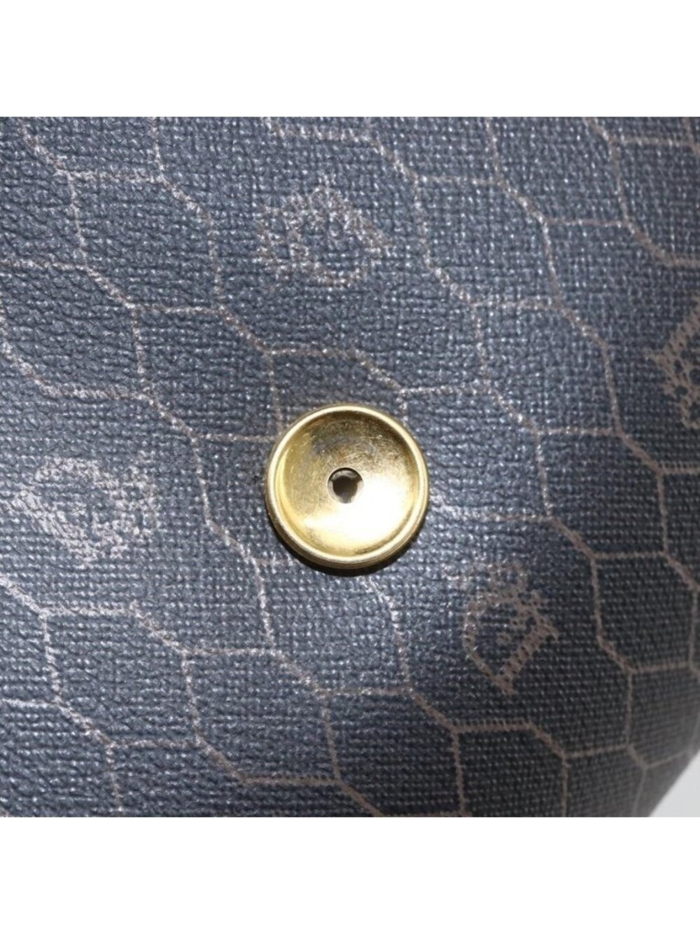 Authentic Christian Dior Honeycomb Canvas Chain Shoulder Bag Black Gold - Picture 7 of 16